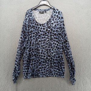 G by Giuliana Shirt Womens 2X Black Purple Animal Print‎ Long Sleeve Tee